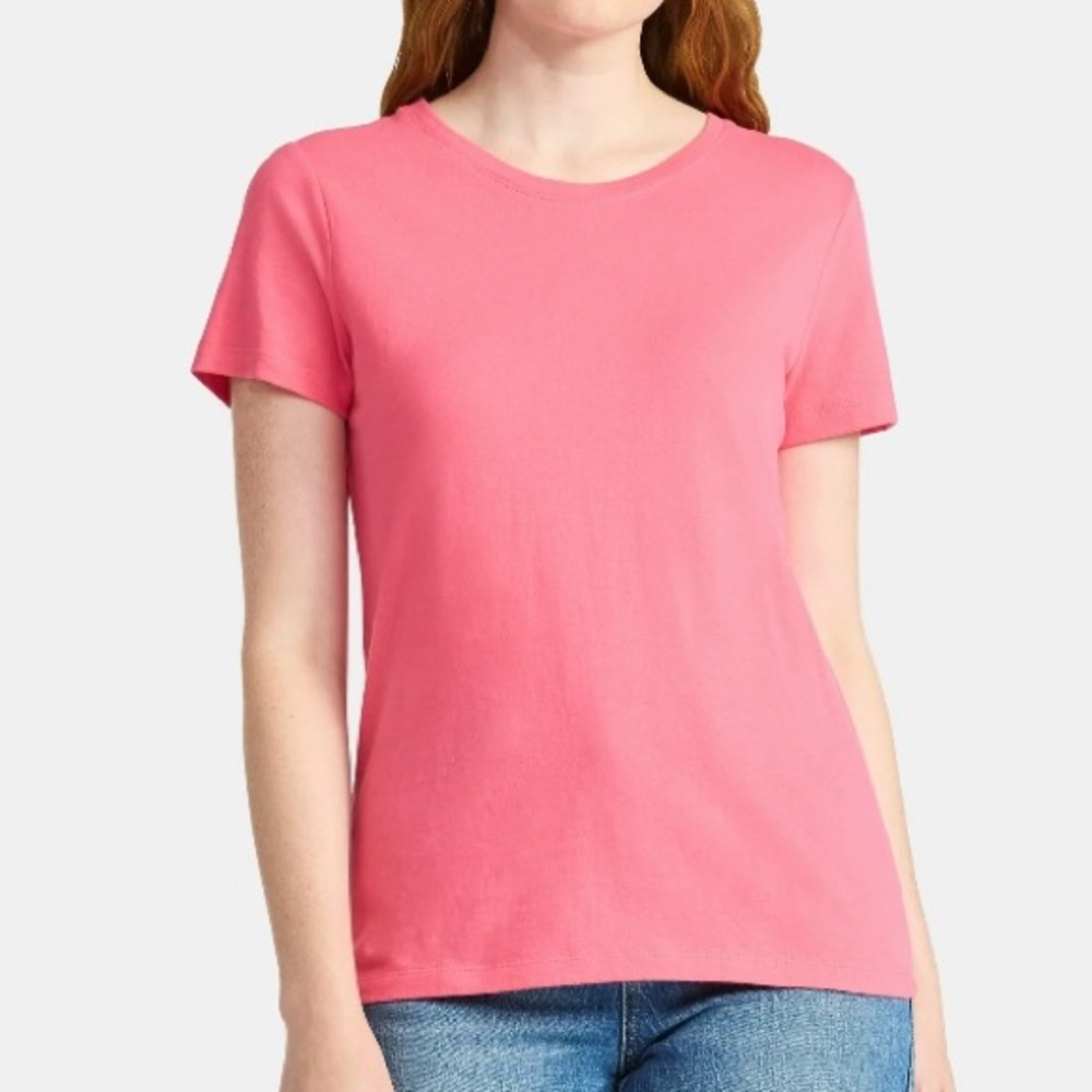 Time and Tru Women's Relaxed Fit Short Sleeve Crewneck Tee Size XL (16-18) Pink